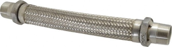 Made in USA - 18" OAL, 1-1/2" ID, 410 Max psi, Flexible Metal Hose Assembly - Exact Tooling