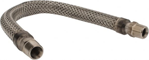 Made in USA - 18" OAL, 1/2" ID, 1,040 Max psi, Flexible Metal Hose Assembly - Exact Tooling