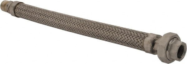 Made in USA - 18" OAL, 3/4" ID, 600 Max psi, Flexible Metal Hose Assembly - Exact Tooling
