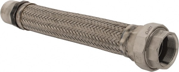 Made in USA - 18" OAL, 2" ID, 450 Max psi, Flexible Metal Hose Assembly - Exact Tooling