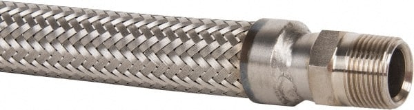 Made in USA - 24" OAL, 3/4" ID, 600 Max psi, Flexible Metal Hose Assembly - Exact Tooling