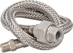 Made in USA - 24" OAL, 1/4" ID, 2,240 Max psi, Flexible Metal Hose Assembly - Exact Tooling