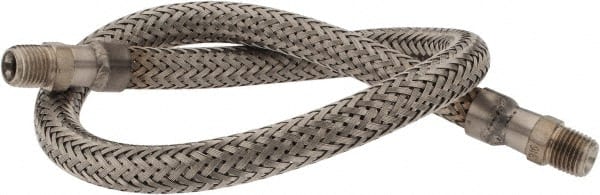Made in USA - 24" OAL, 1/4" ID, 2,240 Max psi, Flexible Metal Hose Assembly - Exact Tooling