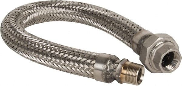 Made in USA - 24" OAL, 3/4" ID, 600 Max psi, Flexible Metal Hose Assembly - Exact Tooling