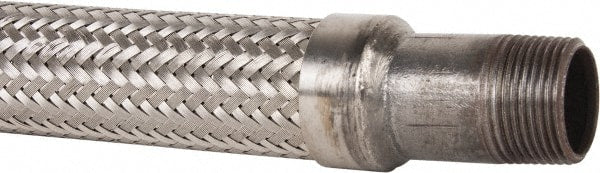 Made in USA - 30" OAL, 1" ID, 580 Max psi, Flexible Metal Hose Assembly - Exact Tooling