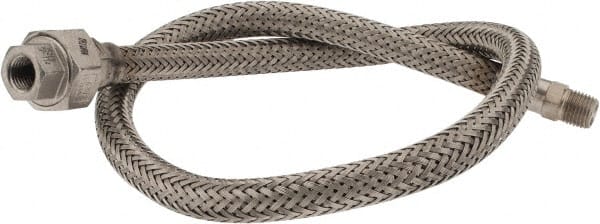 Made in USA - 30" OAL, 1/4" ID, 2,240 Max psi, Flexible Metal Hose Assembly - Exact Tooling