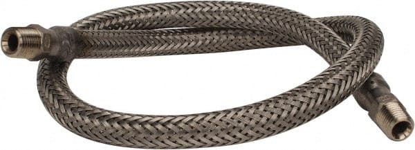 Made in USA - 30" OAL, 3/8" ID, 1,450 Max psi, Flexible Metal Hose Assembly - Exact Tooling