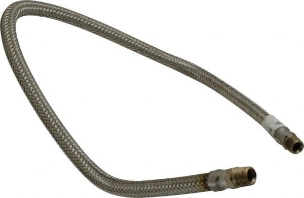 Made in USA - 36" OAL, 3/8" ID, 1,450 Max psi, Flexible Metal Hose Assembly - Exact Tooling