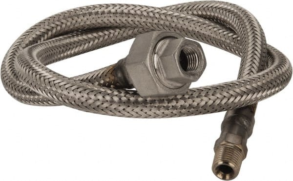 Made in USA - 36" OAL, 1/4" ID, 2,240 Max psi, Flexible Metal Hose Assembly - Exact Tooling