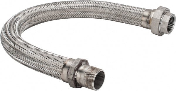 Made in USA - 36" OAL, 1-1/2" ID, 410 Max psi, Flexible Metal Hose Assembly - Exact Tooling