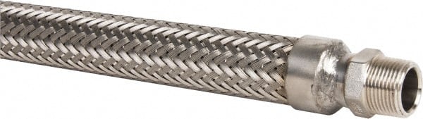 Made in USA - 36" OAL, 3/4" ID, 600 Max psi, Flexible Metal Hose Assembly - Exact Tooling