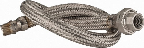 Made in USA - 36" OAL, 3/4" ID, 600 Max psi, Flexible Metal Hose Assembly - Exact Tooling