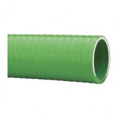 Made in USA - 1-1/2" Inside x 1-13/16" Outside Diam, PVC Liquid Suction & Discharge Hose - Green, 100' Long, 28 Vacuum Rating, 85 psi Working Pressure - Exact Tooling