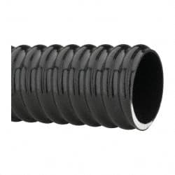 Made in USA - 2" ID, 28 Hg Vac Rating, 70 psi, PVC Vacuum & Duct Hose - 100' Long, Black, 5" Bend Radius, -10°F Min - Exact Tooling