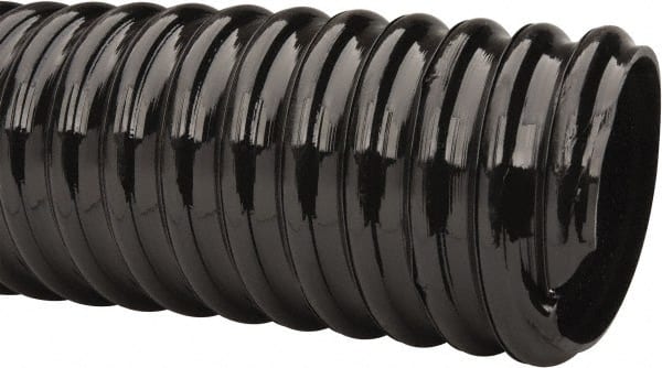 Made in USA - 2-1/2" ID, 28 Hg Vac Rating, 65 psi, PVC Vacuum & Duct Hose - 100' Long, Black, 7" Bend Radius, -10°F Min - Exact Tooling
