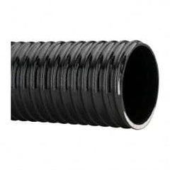 Made in USA - 4" ID, 28 Hg Vac Rating, 40 psi, PVC Vacuum & Duct Hose - 100' Long, Black, 10" Bend Radius, -10°F Min - Exact Tooling