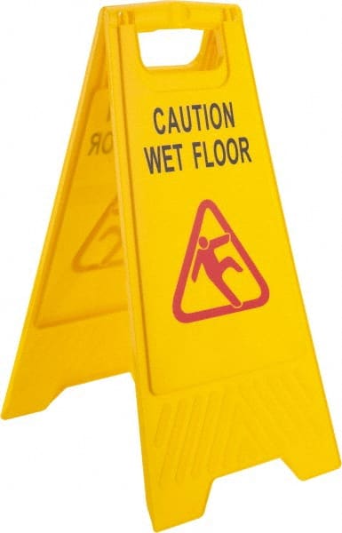 PRO-SOURCE - Caution - Wet Floor, 12" Wide x 24" High, Plastic Floor Sign - A-Frame, Red & Black on Yellow, For Accident Prevention - Exact Tooling