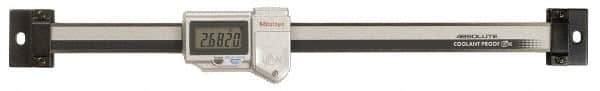 Mitutoyo - 0 to 100mm, 0.01mm Resolution Horizontal Electronic Linear Scale - 0.001 Inch Accuracy, Data Output, SR44 Battery - Exact Tooling