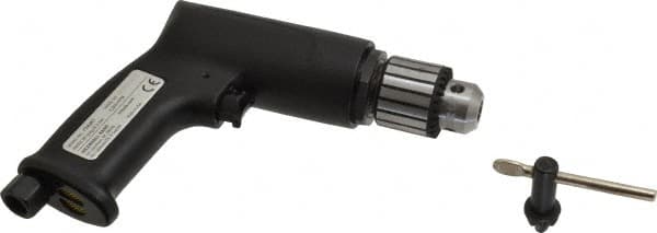 Ingersoll-Rand - 3/8" Keyed Chuck - Pistol Grip Handle, 3,800 RPM, 19 CFM, 0.5 hp, 90 psi - Exact Tooling