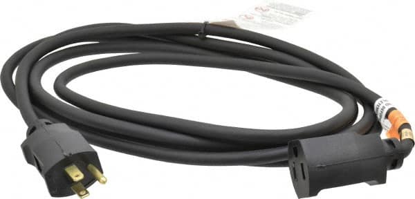 Southwire - 10', 16/3 Gauge/Conductors, Black Outdoor Extension Cord - 1 Receptacle, 13 Amps, UL SJEOW, NEMA 5-15P, 5-15R - Exact Tooling