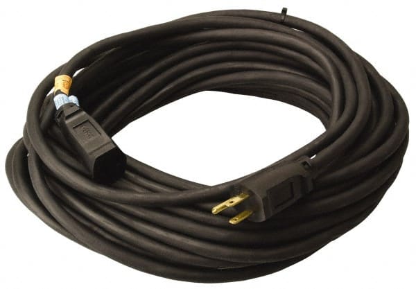 Southwire - 100', 12/3 Gauge/Conductors, Black Outdoor Extension Cord - 1 Receptacle, 15 Amps, UL SJEOW, NEMA 5-15P, 5-15R - Exact Tooling