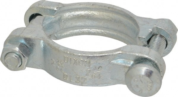 Dixon Valve & Coupling - 2-5/16 to 2-5/8" OD, Double Bolt Iron Clamp - Plated Malleable Iron - Exact Tooling