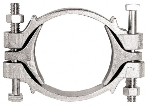 Dixon Valve & Coupling - 6-1/2 to 7-9/16" OD, Double Bolt Iron Clamp - Plated Malleable Iron - Exact Tooling