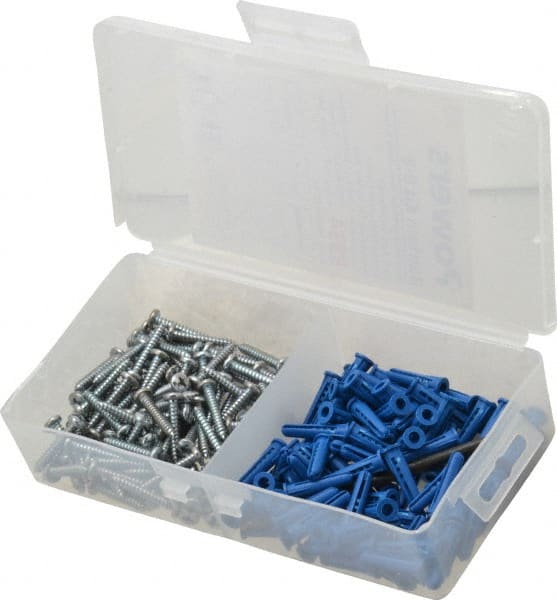 Powers Fasteners - #8 x 1 Screw, 7/8" Long, 3/4" Thick, Plug Drywall & Hollow Wall Anchor - 3/16" Drill, Plastic, Use in Concrete, & Masonry & Wallboard - Exact Tooling