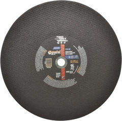 Norton - 16" Aluminum Oxide Cutoff Wheel - 5/32" Thick, 1" Arbor, 3,820 Max RPM, Use with Stationary Tools - Exact Tooling