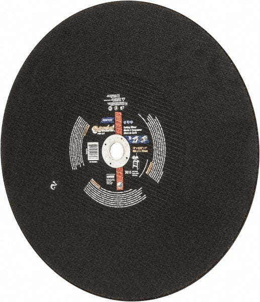 Norton - 18" Aluminum Oxide Cutoff Wheel - 5/32" Thick, 1" Arbor, 3,015 Max RPM, Use with Stationary Tools - Exact Tooling