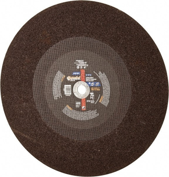 Norton - 20" Aluminum Oxide Cutoff Wheel - 3/16" Thick, 1" Arbor, 2,710 Max RPM, Use with Stationary Tools - Exact Tooling