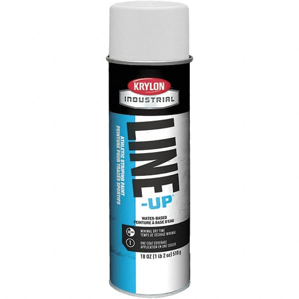 Krylon - 18 fl oz White Striping Paint - 234 to 332 Sq Ft/Gal Coverage, Water-Based Formula - Exact Tooling