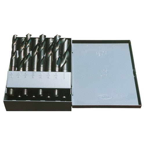 ‎9/16-1 RHS / RHC HSS 118 Degree Radial Point Silver & Deming Reduced Shank Drill Set - Steam Oxide - Exact Tooling
