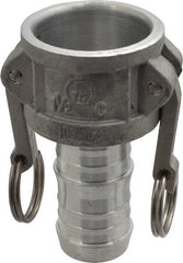 EVER-TITE Coupling Products - 1-1/2" Aluminum Cam & Groove Suction & Discharge Hose Female Coupler Hose Shank - Part C, 250 Max psi - Exact Tooling