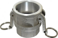 EVER-TITE Coupling Products - 2" Aluminum Cam & Groove Suction & Discharge Hose Female Coupler Female NPT Thread - Part D, 2" Thread, 250 Max psi - Exact Tooling