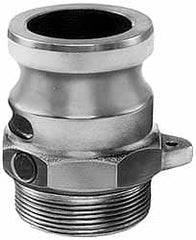 EVER-TITE Coupling Products - 5" Brass Cam & Groove Suction & Discharge Hose Male Adapter Male NPT Thread - Part F, 5" Thread, 75 Max psi - Exact Tooling