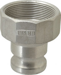 EVER-TITE Coupling Products - 2" Aluminum Cam & Groove Suction & Discharge Hose Male Adapter Female NPT Thread - Part A, 3" Thread, 250 Max psi - Exact Tooling