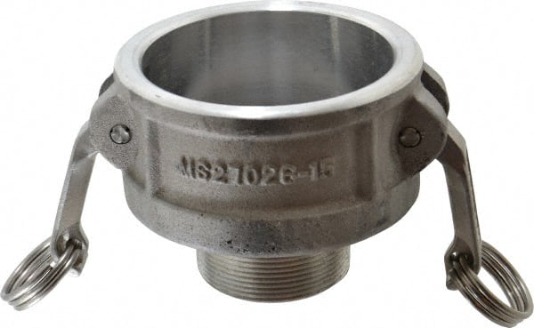 EVER-TITE Coupling Products - 3" Aluminum Cam & Groove Suction & Discharge Hose Female Coupler Male NPT Thread - Part B, 2" Thread, 125 Max psi - Exact Tooling