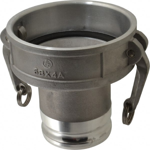 EVER-TITE Coupling Products - 6" Aluminum Cam & Groove Suction & Discharge Hose Female Coupler Male Adapter - 4" Thread, 75 Max psi - Exact Tooling