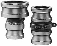 EVER-TITE Coupling Products - 1-1/2" Aluminum Cam & Groove Suction & Discharge Hose Spool Adapter - 2" Thread, 250 Max psi - Exact Tooling