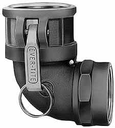 EVER-TITE Coupling Products - 2-1/2" Brass Cam & Groove Suction & Discharge Hose Female Coupler Female NPT Thread, 90° - Part D, 2-1/2" Thread, 250 Max psi - Exact Tooling