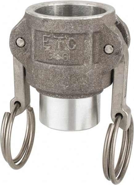 EVER-TITE Coupling Products - 1" Aluminum Cam & Groove Suction & Discharge Hose Female Coupler Female NPT Thread - Part D, 1" Butt Weld Thread, 250 Max psi - Exact Tooling