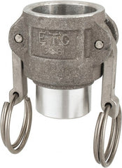 EVER-TITE Coupling Products - 1" Aluminum Cam & Groove Suction & Discharge Hose Female Coupler Female NPT Thread - Part D, 1" Butt Weld Thread, 250 Max psi - Exact Tooling