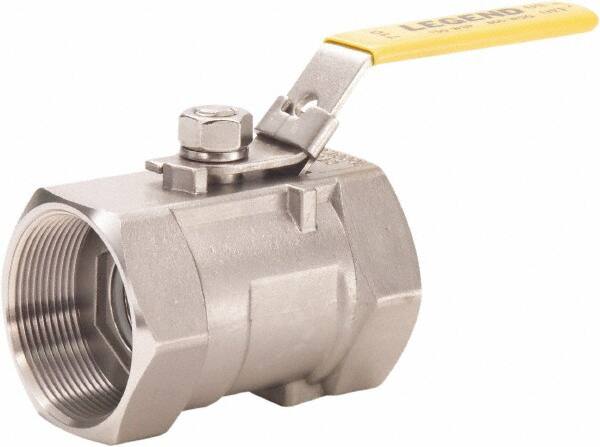 Legend Valve - 1/8" Pipe, Standard Port, Stainless Steel Standard Ball Valve - 1 Piece, FNPT x FNPT Ends, Lever Handle, 800 WOG, 150 WSP - Exact Tooling