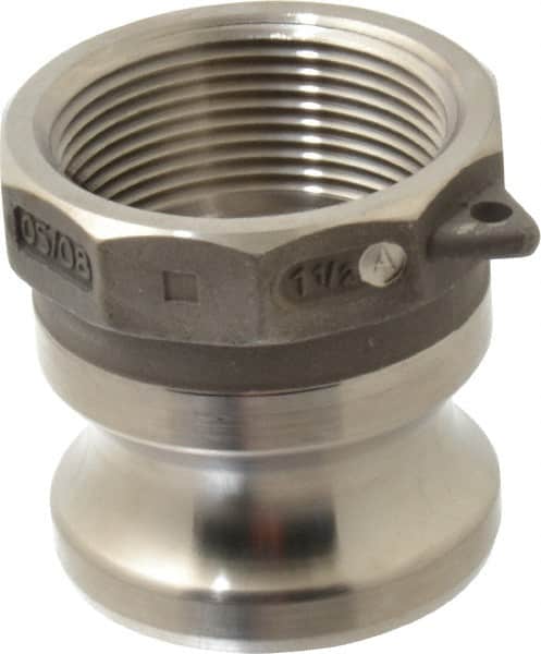 EVER-TITE Coupling Products - 1-1/2" Stainless Steel Cam & Groove Suction & Discharge Hose Male Adapter Female NPT Thread - Part A, 1-1/2" Thread, 250 Max psi - Exact Tooling