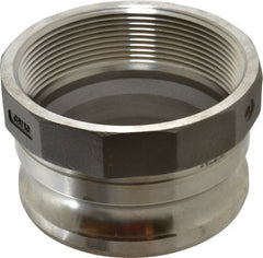 EVER-TITE Coupling Products - 4" Stainless Steel Cam & Groove Suction & Discharge Hose Male Adapter Female NPT Thread - Part A, 4" Thread, 100 Max psi - Exact Tooling