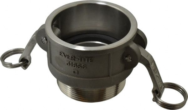EVER-TITE Coupling Products - 3" Stainless Steel Cam & Groove Suction & Discharge Hose Female Coupler Male NPT Thread - Part B, 3" Thread, 200 Max psi - Exact Tooling