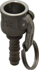 EVER-TITE Coupling Products - 1/2" Stainless Steel Cam & Groove Suction & Discharge Hose Female Coupler Hose Shank - Part C, 250 Max psi - Exact Tooling