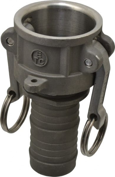 EVER-TITE Coupling Products - 1-1/2" Stainless Steel Cam & Groove Suction & Discharge Hose Female Coupler Hose Shank - Part C, 250 Max psi - Exact Tooling