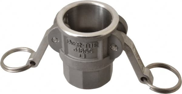 EVER-TITE Coupling Products - 1-1/4" Stainless Steel Cam & Groove Suction & Discharge Hose Female Coupler Female NPT Thread - Part D, 1-1/4" Thread, 250 Max psi - Exact Tooling